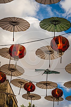 Fashion Umbrellas Chinese Neighborhood of Mexico City Traditional Cultural Street Sunshade Parasol photo