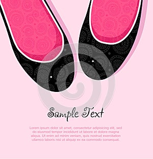 Fashion vector illustration of pink and black elegant woman shoes