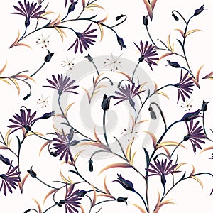 Fashion vector pattern with flowers in vintage style