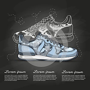 Fashion vector sketch womens shoes.