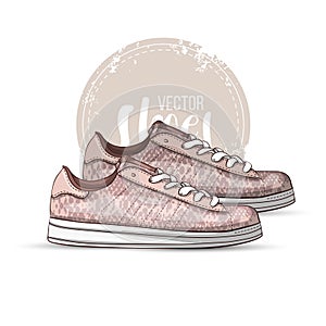 Fashion vector sketch womens shoes.