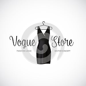 Fashion Vogue Store Logo Template With Black Dress