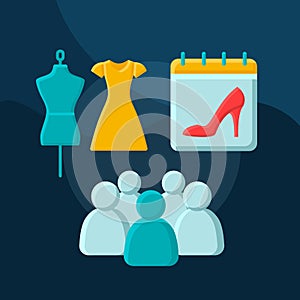 Fashion week flat concept vector icon