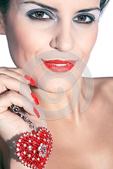 Fashion woman close up with jewelry