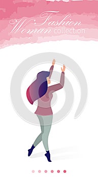 Fashion Woman Collection Flat Vector Illustration.