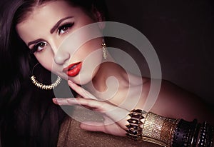 Fashion woman with jewelry bijouterie. photo