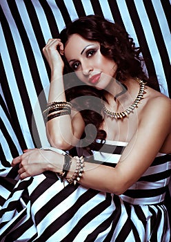 Fashion woman with jewelry bijouterie. photo