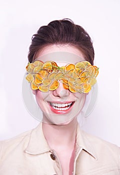 Fashion woman mask sunglasses design decorative portrait