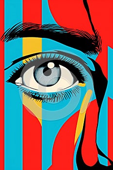 fashion woman mouth wow girl face art poster comic illustration retro. Generative AI.