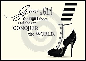 Fashion Woman shoe with quotes.