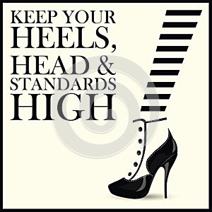 Fashion Woman shoe with quotes.