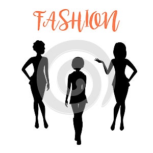 Fashion woman silhouette in tight dresses