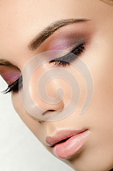 Fashion woman. Stylish makeover. Face close-up.