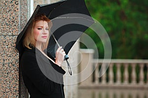 Fashion woman with umbrella in the rain