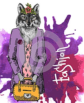 Fashion woolf. Vector illustration