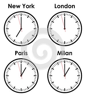 Fashion world time zone clocks