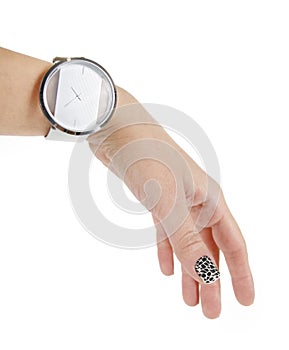 Fashion wrist watch on woman hand