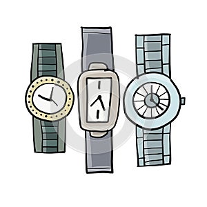 Fashion wristwatches isolated on white background