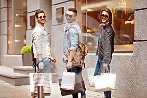 Fashion young guys go shopping