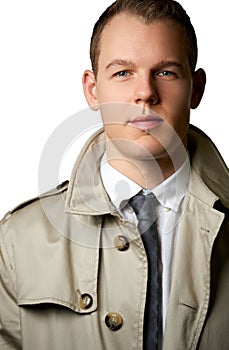 Fashion young man with trenchcoat