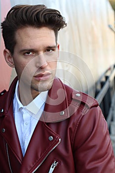 Fashion young model man portrait. Handsome Guy. Vogue style image of elegant young man. Hairstyle