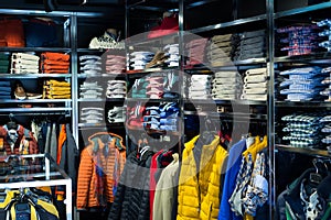 Fashionable apparel store with shirts