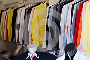 Fashionable apparel store with shirts