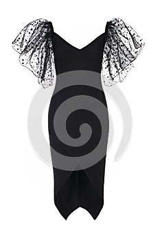 Fashionable black dress isolated on a white background