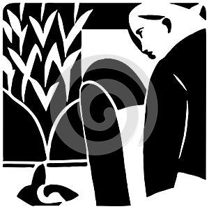 Fashionable black and white illustration. Pattern to print for wall decorations.