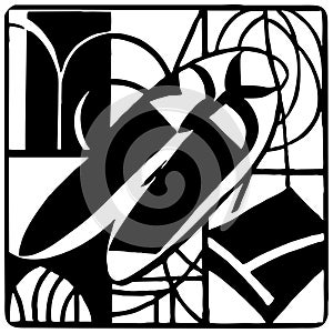 Fashionable black and white illustration. Pattern to print for wall decorations.