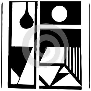 Fashionable black and white illustration. Pattern to print for wall decorations.