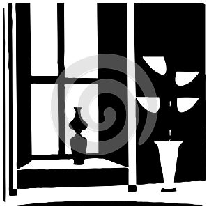 Fashionable black and white illustration. Pattern to print for wall decorations.