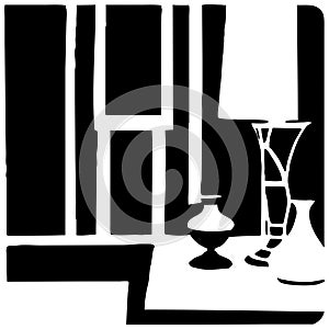Fashionable black and white illustration. Pattern to print for wall decorations.