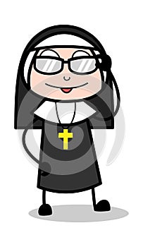 Fashionable - Cartoon Nun Lady Vector Illustration