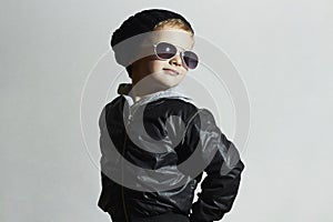 Fashionable child boy in sunglasses