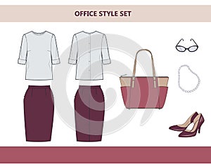 Fashionable clothes for the office. Woman`s suit for office