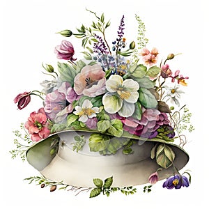 Fashionable Easter: Hats and Bonnets with Fresh Spring Flowers AI Generated
