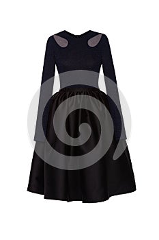 Fashionable evening black dress isolated on a white