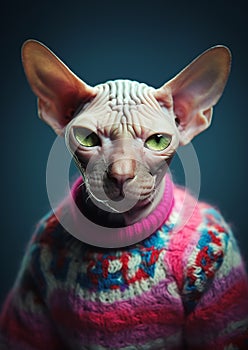 Fashionable Feline: A Stylish Hybrid in Digital Attire