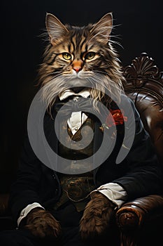 Fashionable Felines: A Serious Portrait of a Dapper Kitten in So