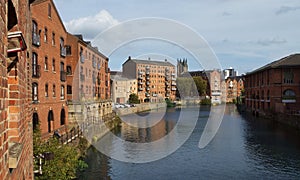 Fashionable flats along the River Aire in Leeds photo