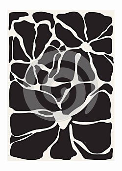 A fashionable flower, a daisy in a minimalist style. hand-drawn abstract organic shapes, an isolated element. A modern collage.