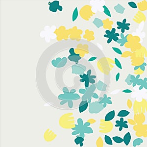 Fashionable frame of flowers. Spring background design, colorful bright flowers, decorative beautiful garden. Place for