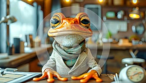 Fashionable frog in suit presenting a scholarly vibe photo