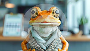 Fashionable frog in suit presenting a scholarly vibe photo