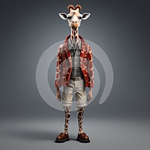 Fashionable Giraffe Model With Quirky Costume Design