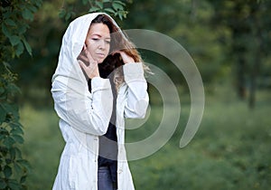 Fashionable girl posing outdoor