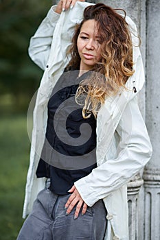 Fashionable girl posing outdoor