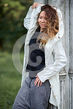 Fashionable girl posing outdoor
