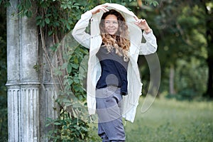 Fashionable girl posing outdoor